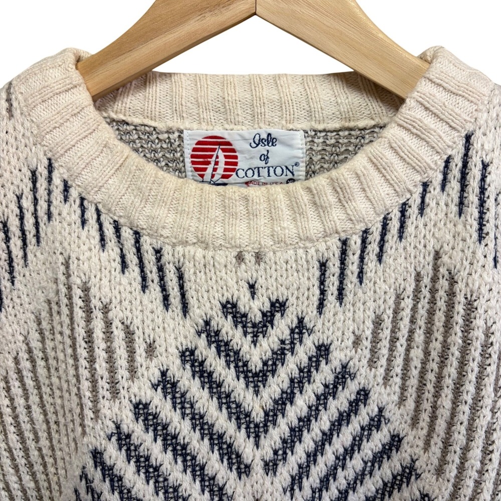VTG Men's XL Geometric Aztec Diamond Knit Sweater Pullover 90s Grandpacore USA - Picture 5 of 10